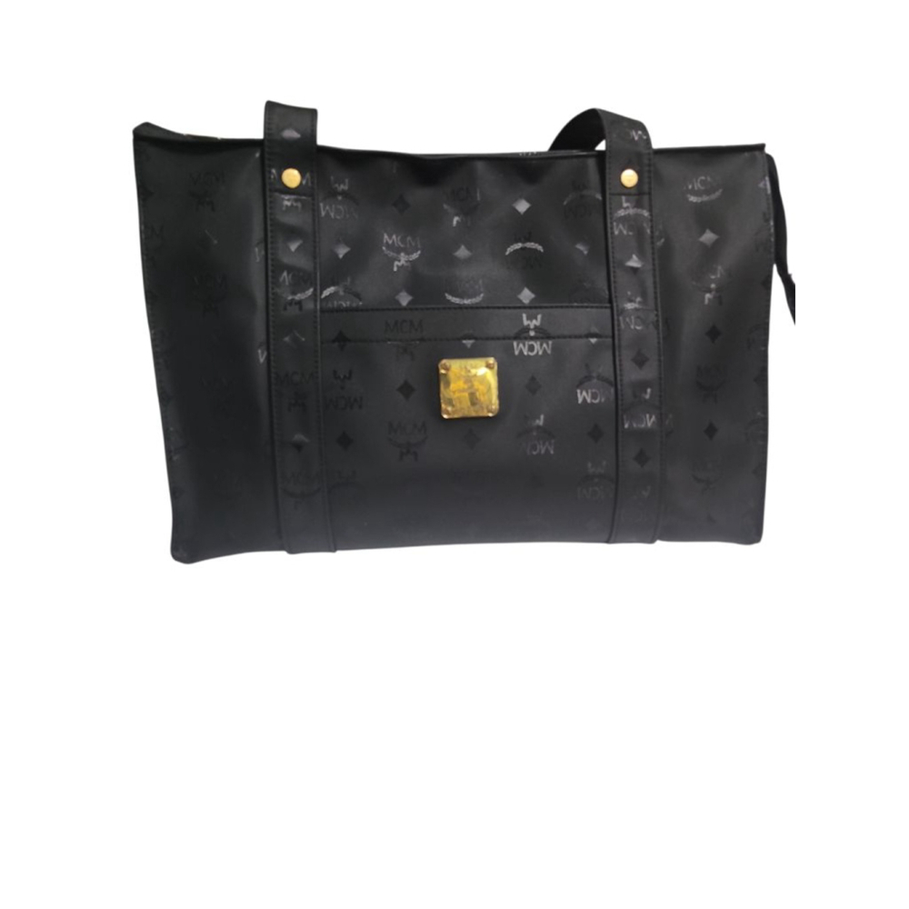 MCM Black Monogram Nylon Tote Bag EUC
